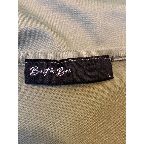 Brit + Bri One Shoulder Long Sleeve Shirt Sage Green Size Large - Picture 5 of 6